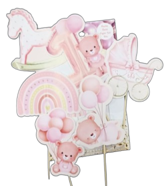 PASTA ÜSTÜ FİGÜR SET HAPPY PEMBE AYICIK