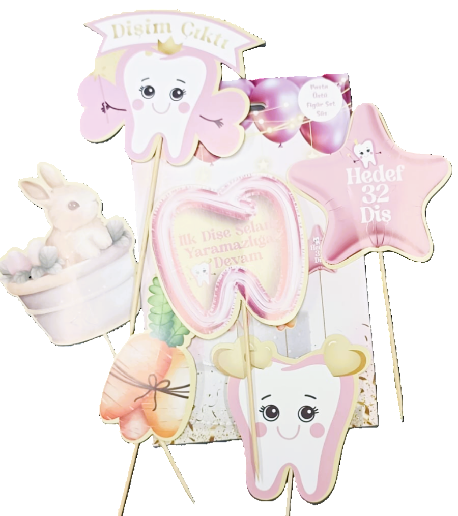 PASTA ÜSTÜ FİGÜR SET İLK DİŞ PEMBE
