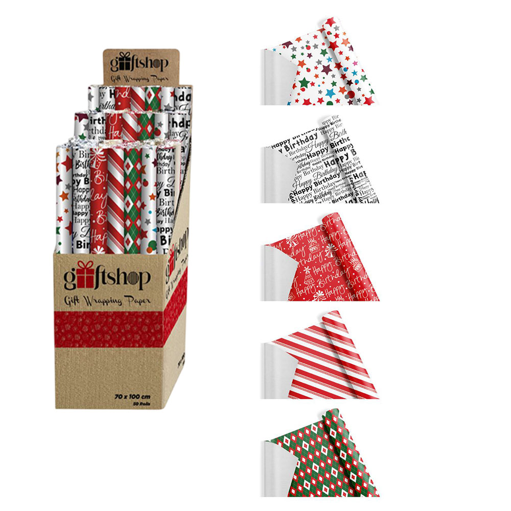 HEDİYE PAKET KAĞIDI 50 X 70 KUŞE DESENLİ