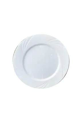 MİKA BEYAZ TABAK GÜMÜŞ ŞERİTLİ 23 CM MP-002B